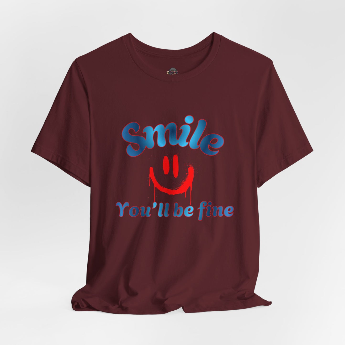 Smile You'll Be Fine T-Shirt — Retro Happy Face Positive Vibe Tee