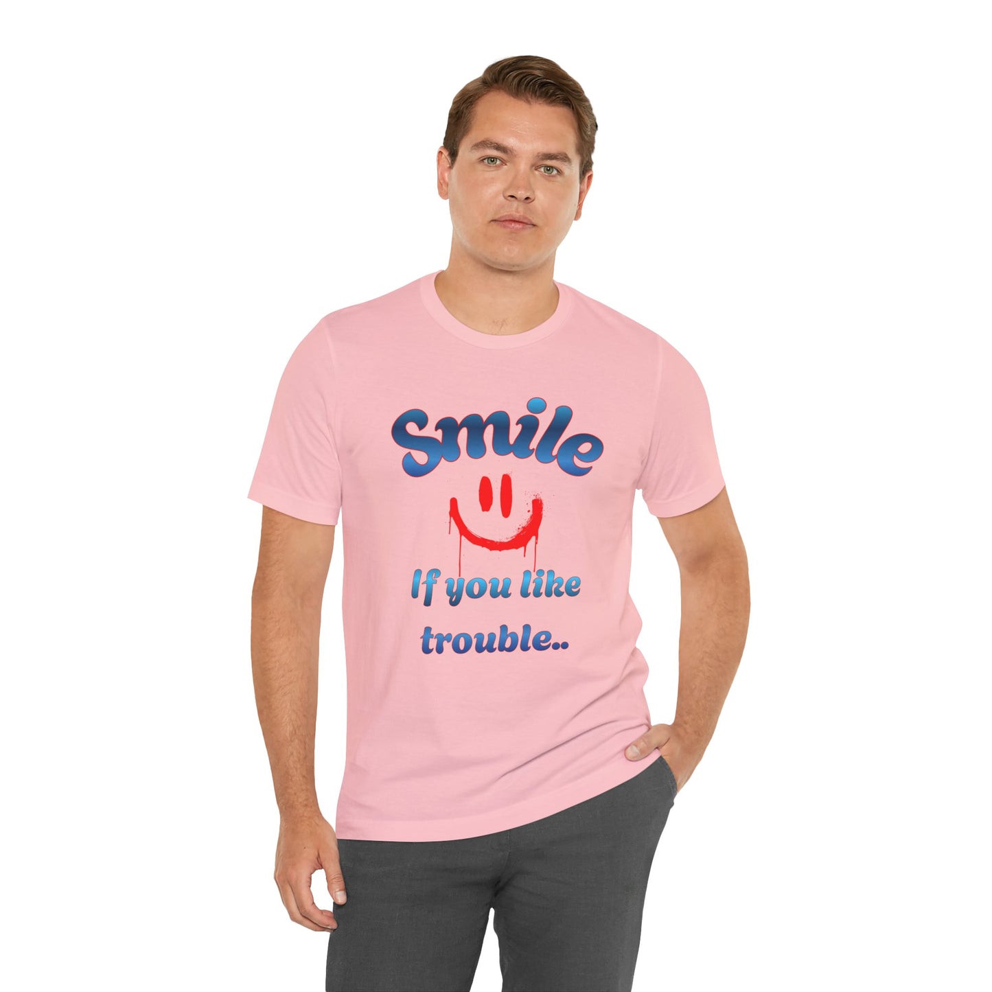 Smile If You Like Trouble T-Shirt – Retro Smiley Graphic Tee