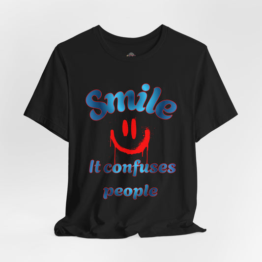 Smile It Confuses People Tee — Retro Smiley Graphic T-Shirt