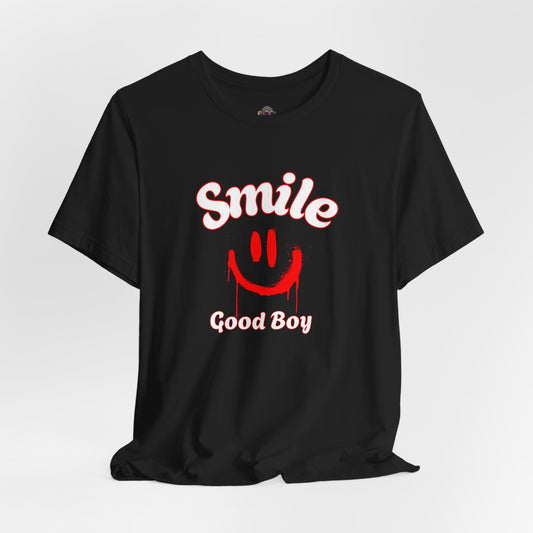Smile Good Boy T‑Shirt — Red Drip Smiley Graphic Tee