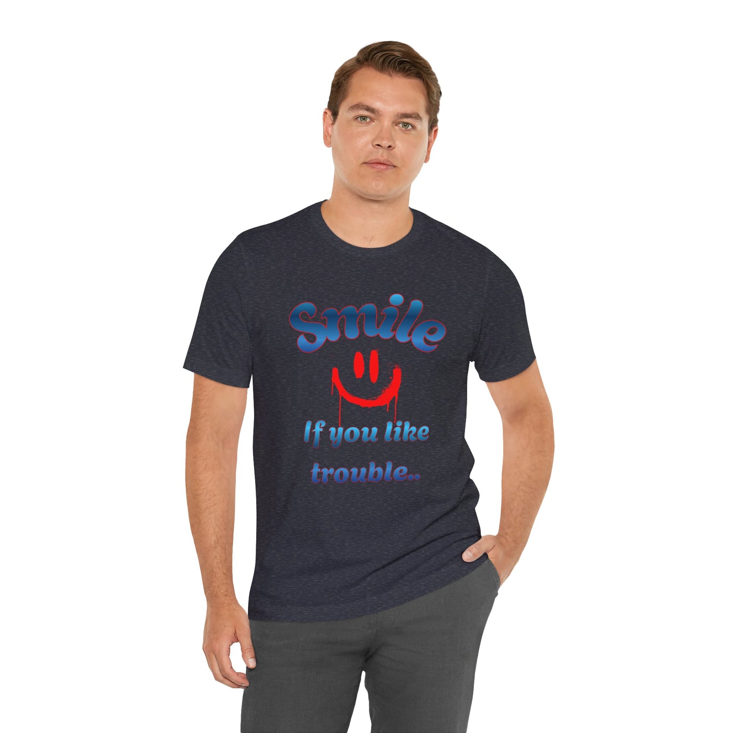Smile If You Like Trouble T-Shirt – Retro Smiley Graphic Tee
