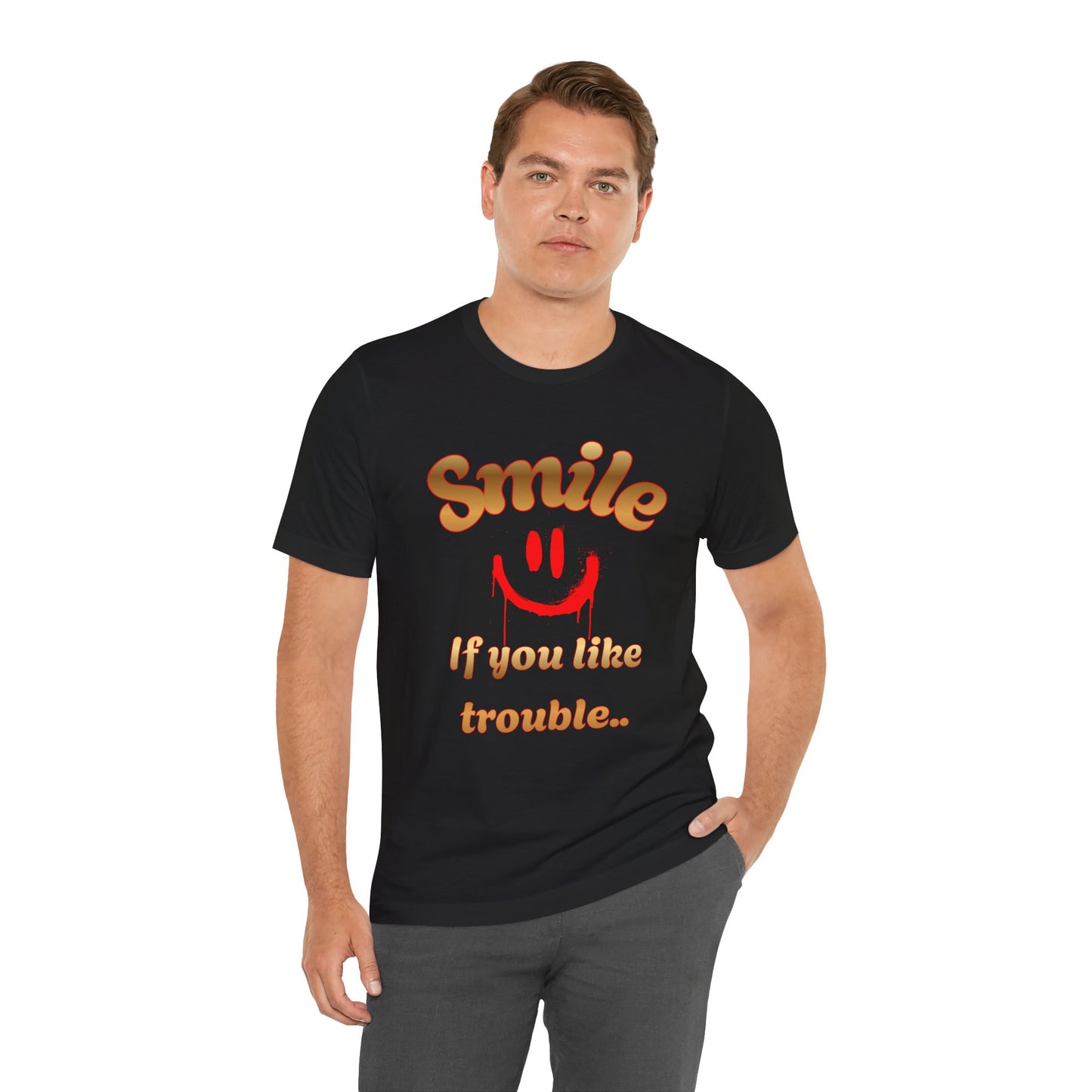 Smile If You Like Trouble T‑Shirt — Retro Smiley Graphic Tee