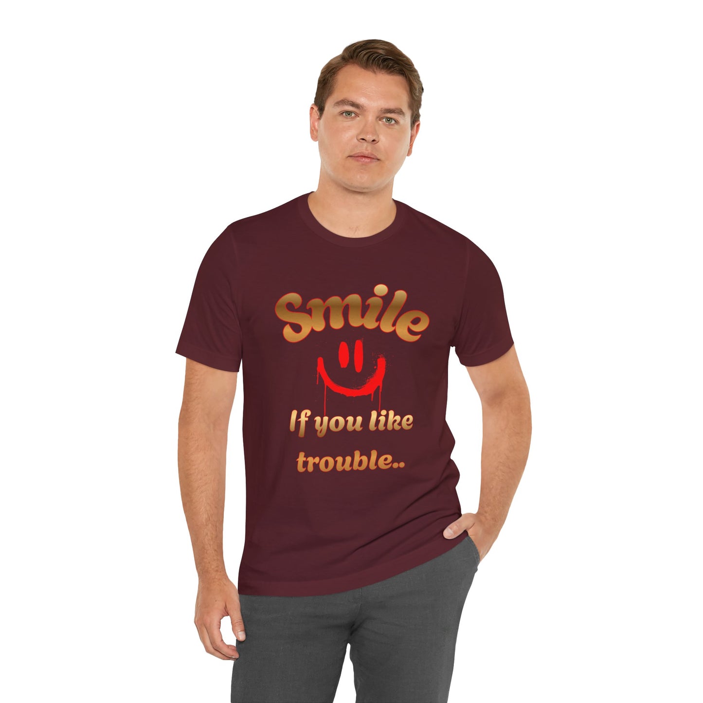 Smile If You Like Trouble T‑Shirt — Retro Smiley Graphic Tee