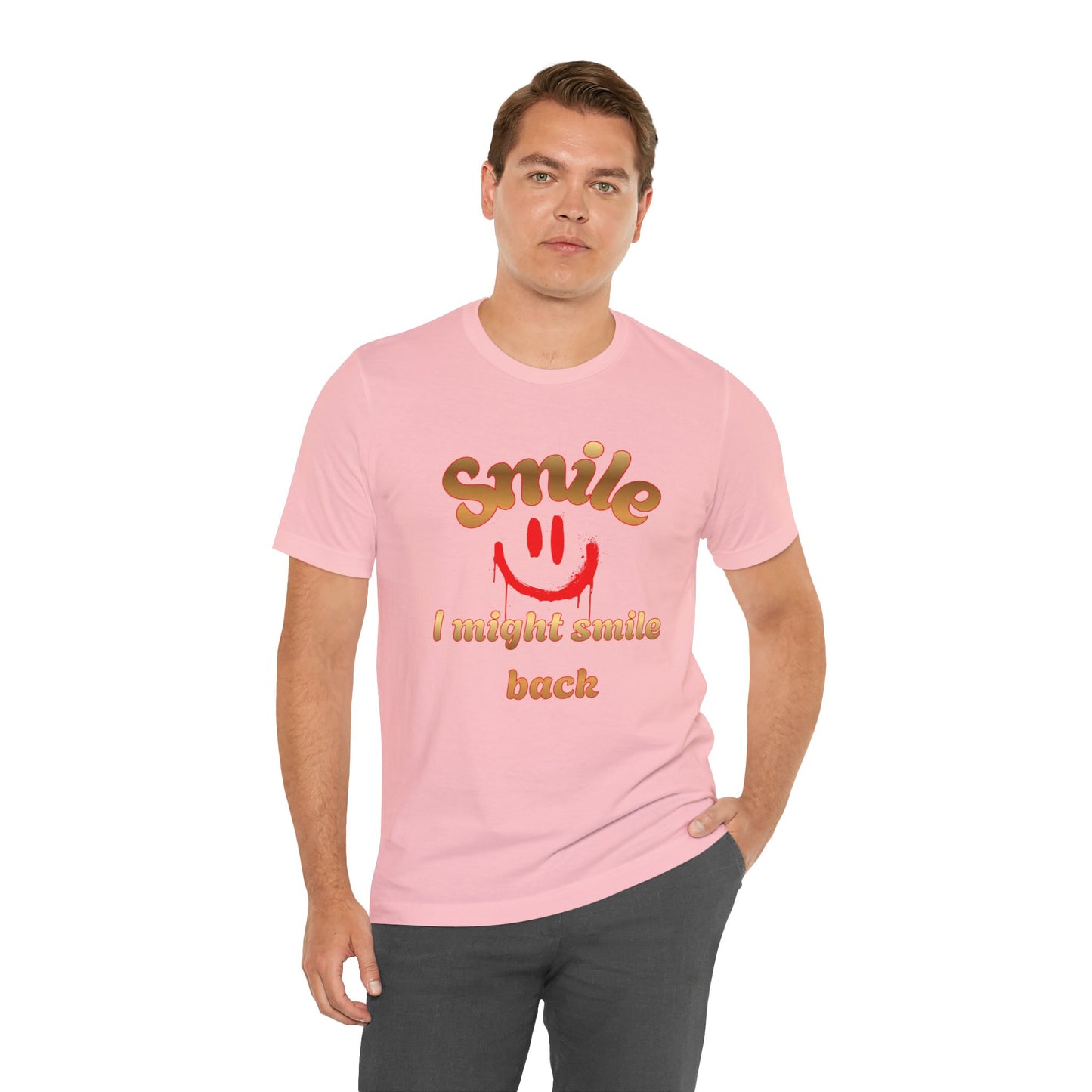 Smile Graphic Tee — “I Might Smile Back” Casual Unisex T-Shirt