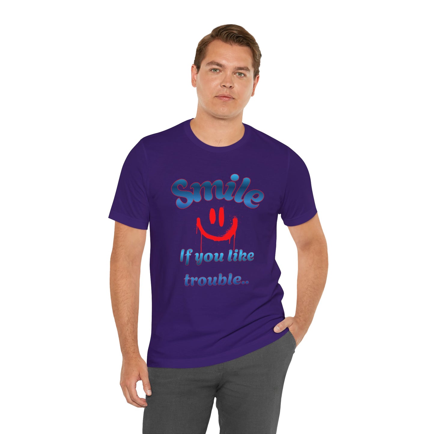 Smile If You Like Trouble T-Shirt – Retro Smiley Graphic Tee
