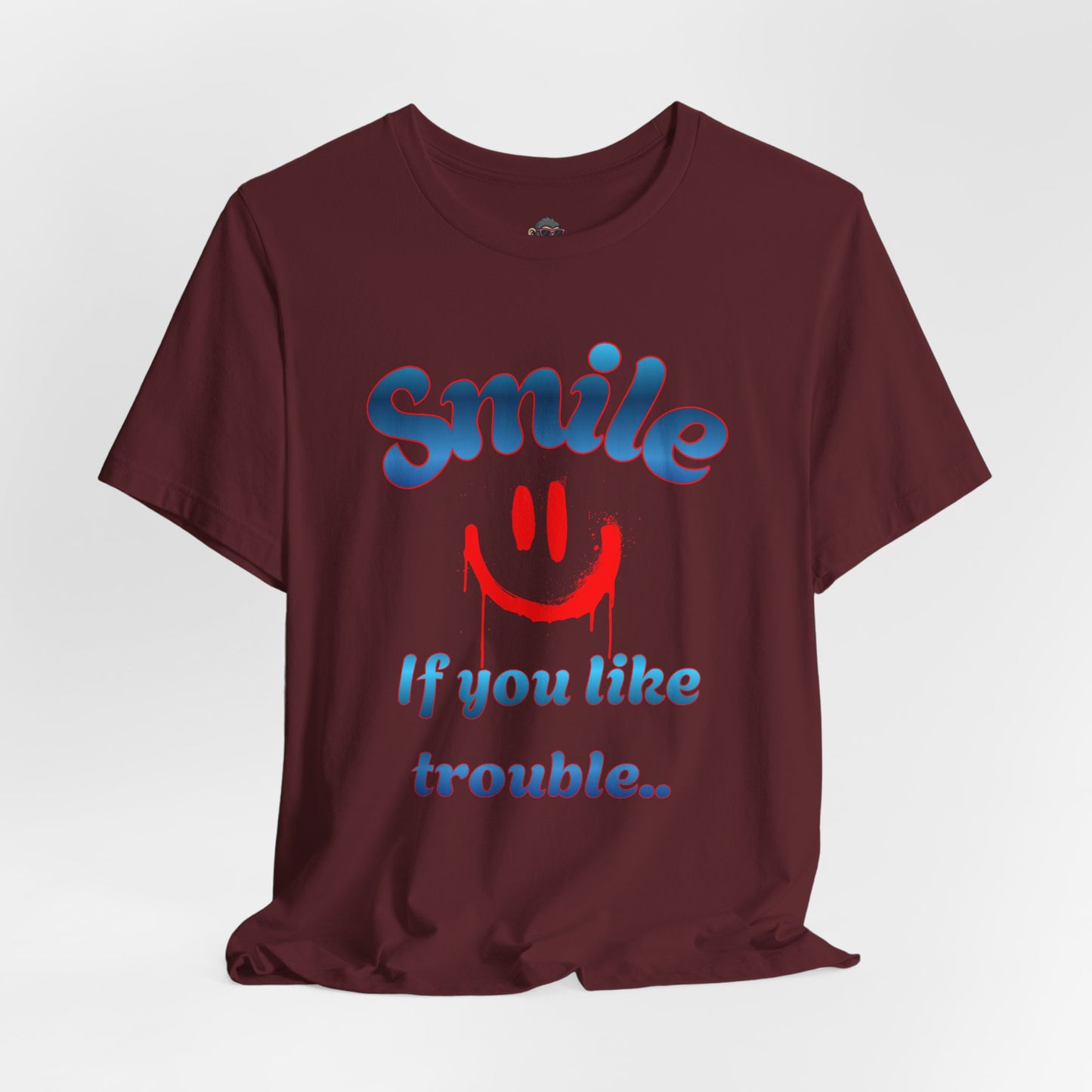 Smile If You Like Trouble T-Shirt – Retro Smiley Graphic Tee