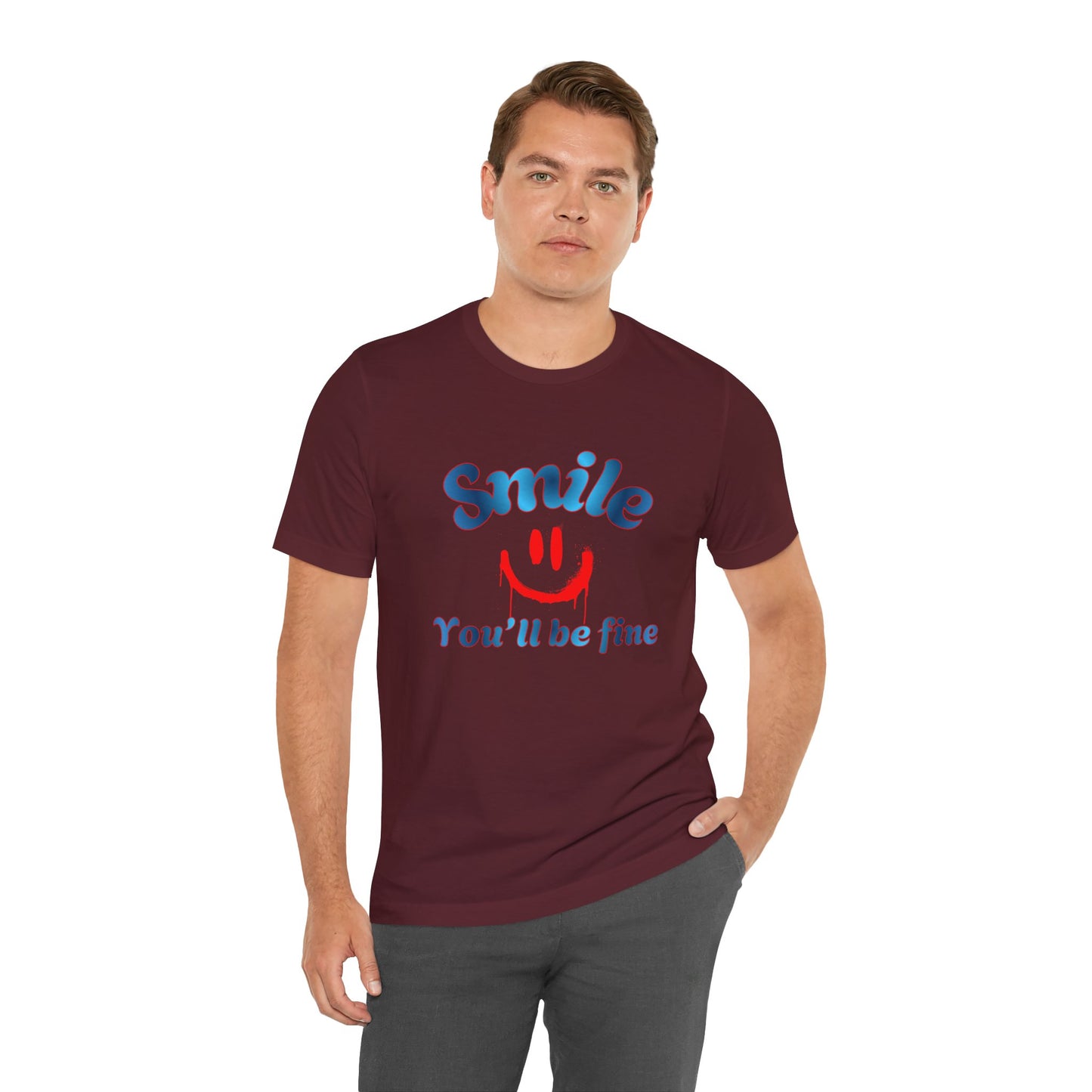 Smile You'll Be Fine T-Shirt — Retro Happy Face Positive Vibe Tee