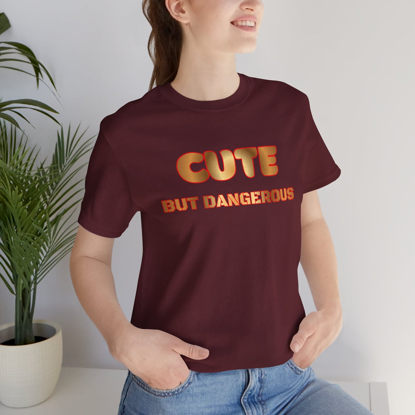 Cute But Dangerous T‑Shirt — Bold Retro Text Graphic Tee